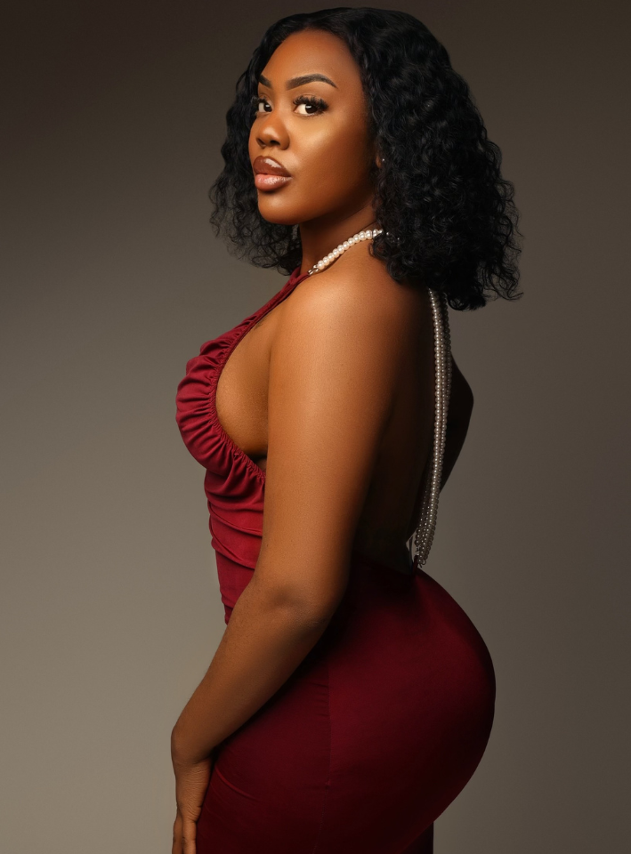 Backless Pearl Trimmed Maxi Dress - Red
