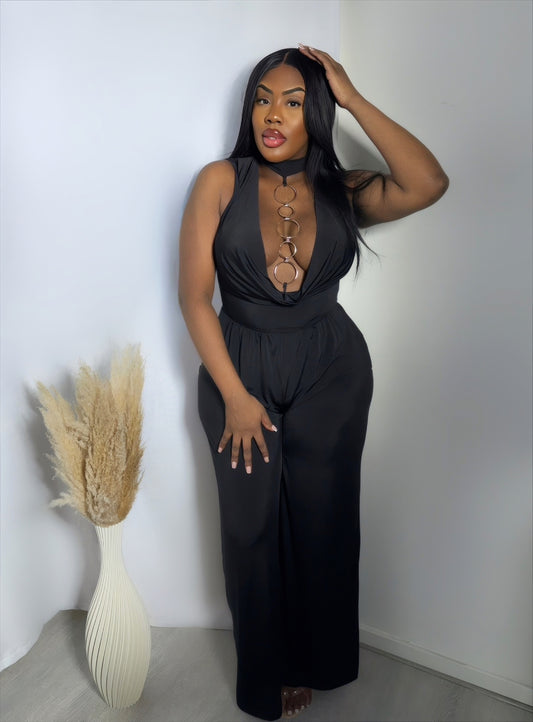 Alexia Chain Wide Leg Jumpsuit - Black