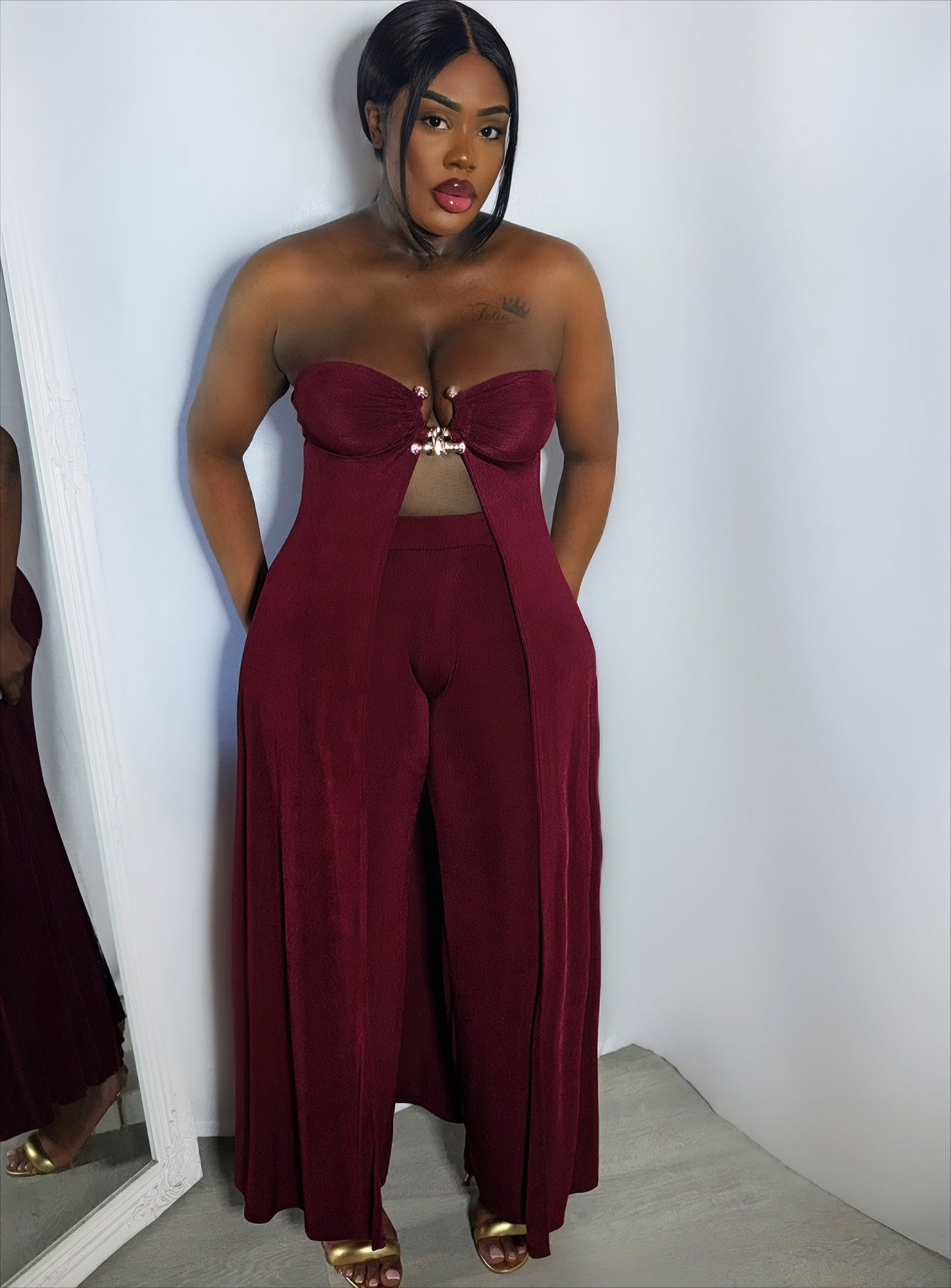 Lover Girl Pant Set - Burgundy